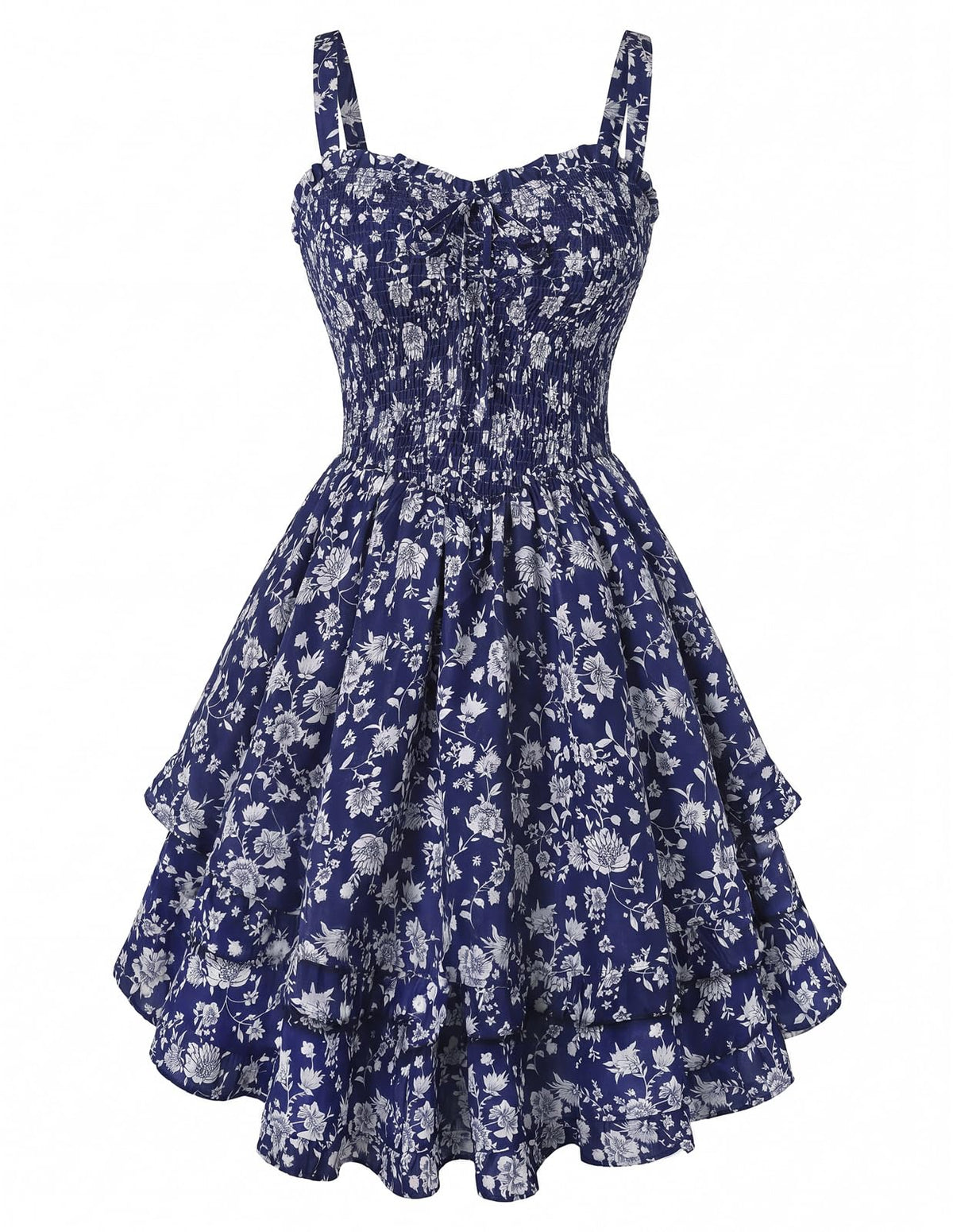 Scarlet Darkness Smocked Floral Sundresses for Women Teens 2026 Summer Flowy Ruffle Mini Dress