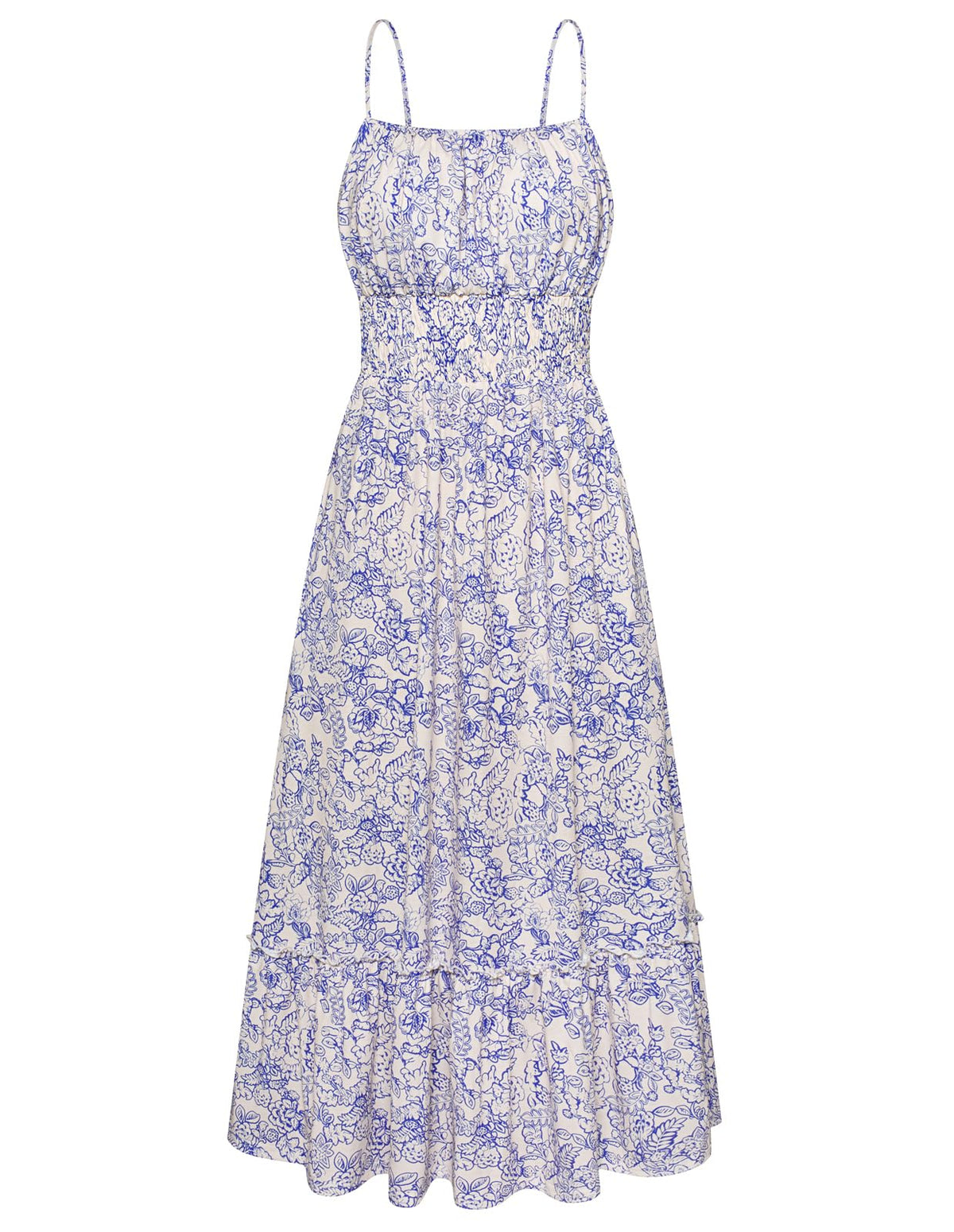 GRACE KARIN Summer Dresses for Women 2026 Vacation,Smocked Floral Maxi Dress,Boho Beach Sundress with Pocket Fashion Clothing