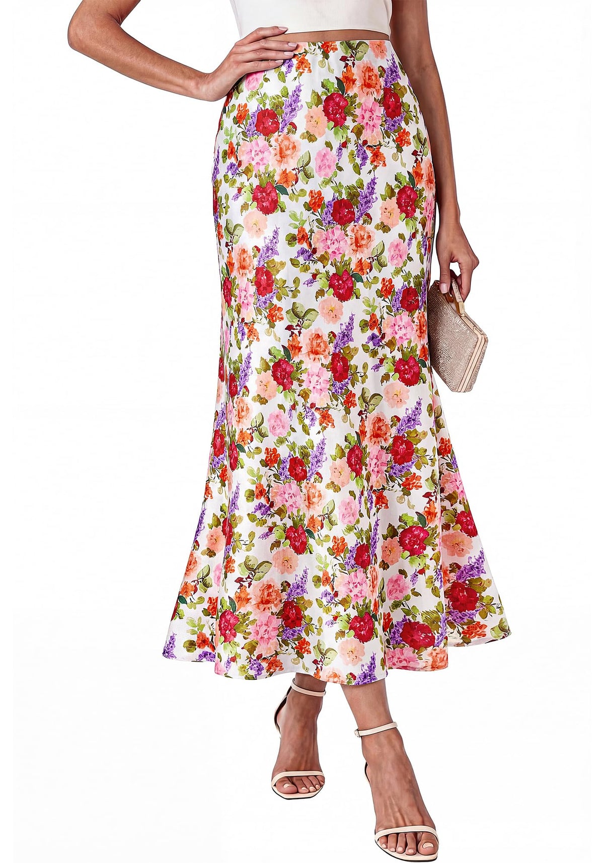 BTFBM Midi Skirts for Women 2026 Summer Spring Lightweight A Line High Waisted Wedding Guest Party Silk Long Skirt