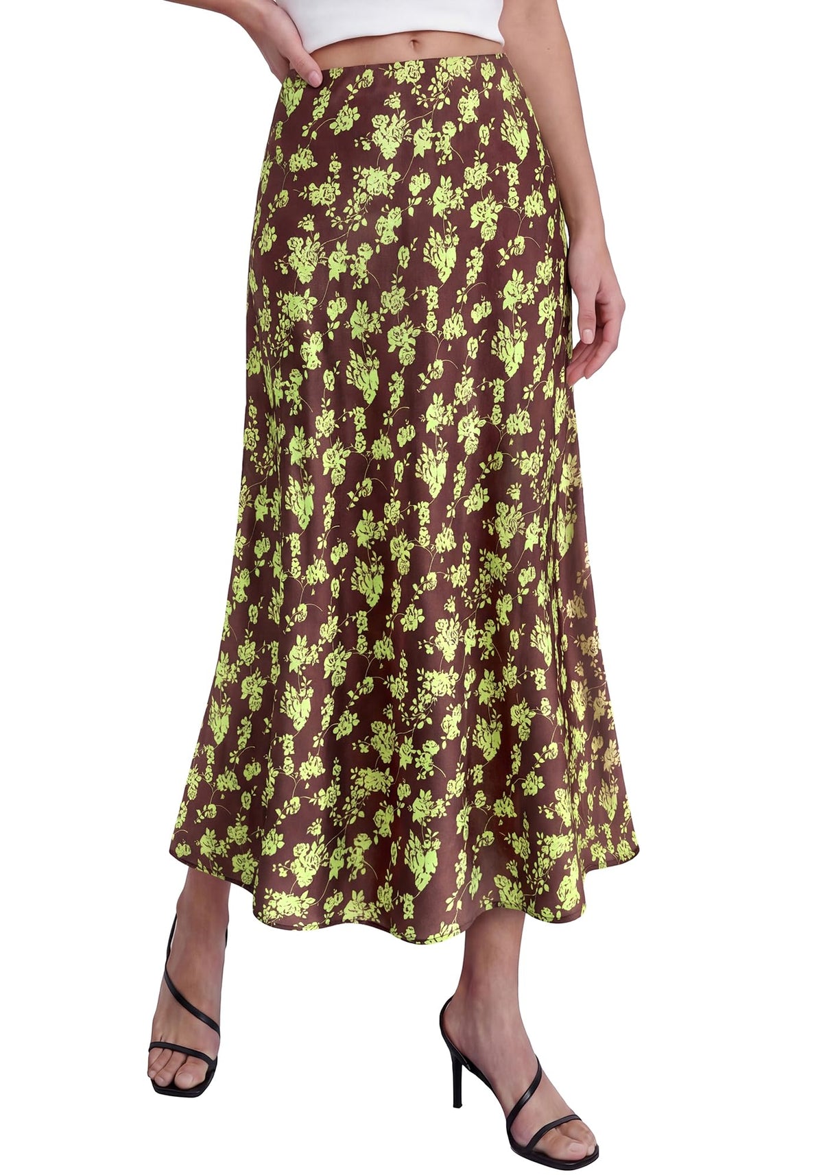 BTFBM Satin Skirts for Women Trendy Spring Summer 2026 High Waisted Leopard Print Cocktail Wedding Long Silk Midi Skirt
