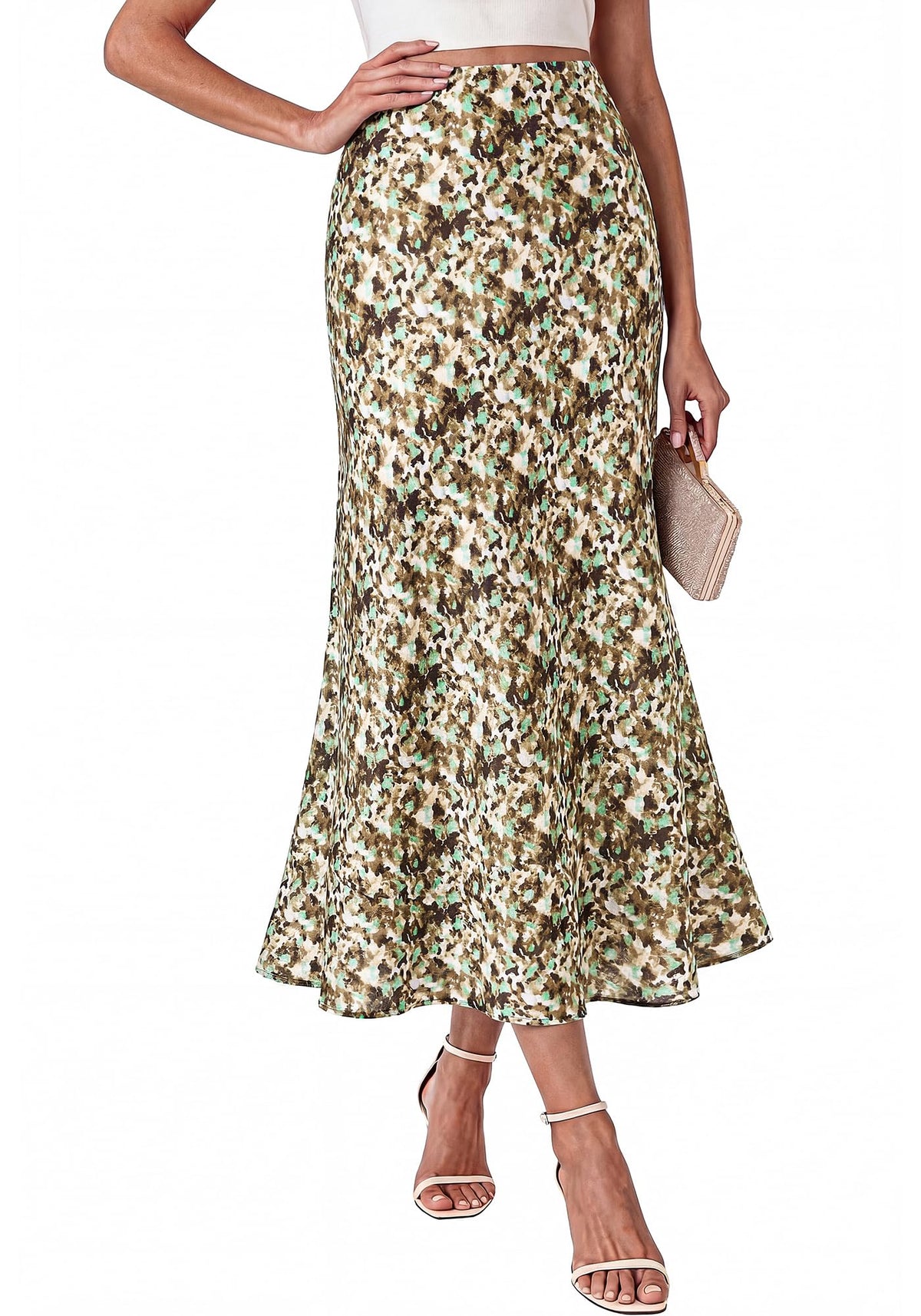 BTFBM Midi Skirts for Women 2026 Summer Spring Lightweight A Line High Waisted Wedding Guest Party Silk Long Skirt