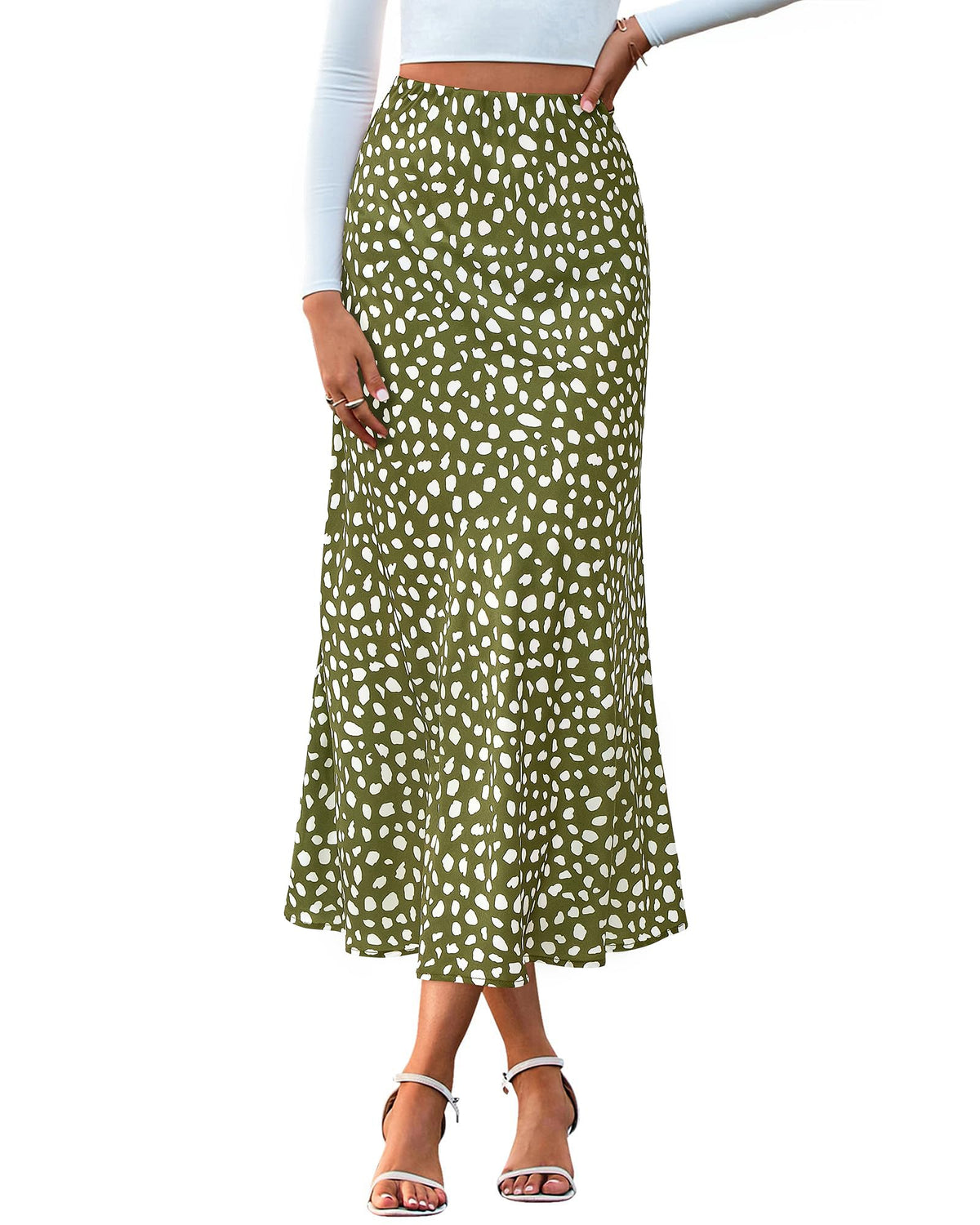 BTFBM Satin Skirts for Women Trendy Spring Summer 2026 High Waisted Leopard Print Cocktail Wedding Long Silk Midi Skirt