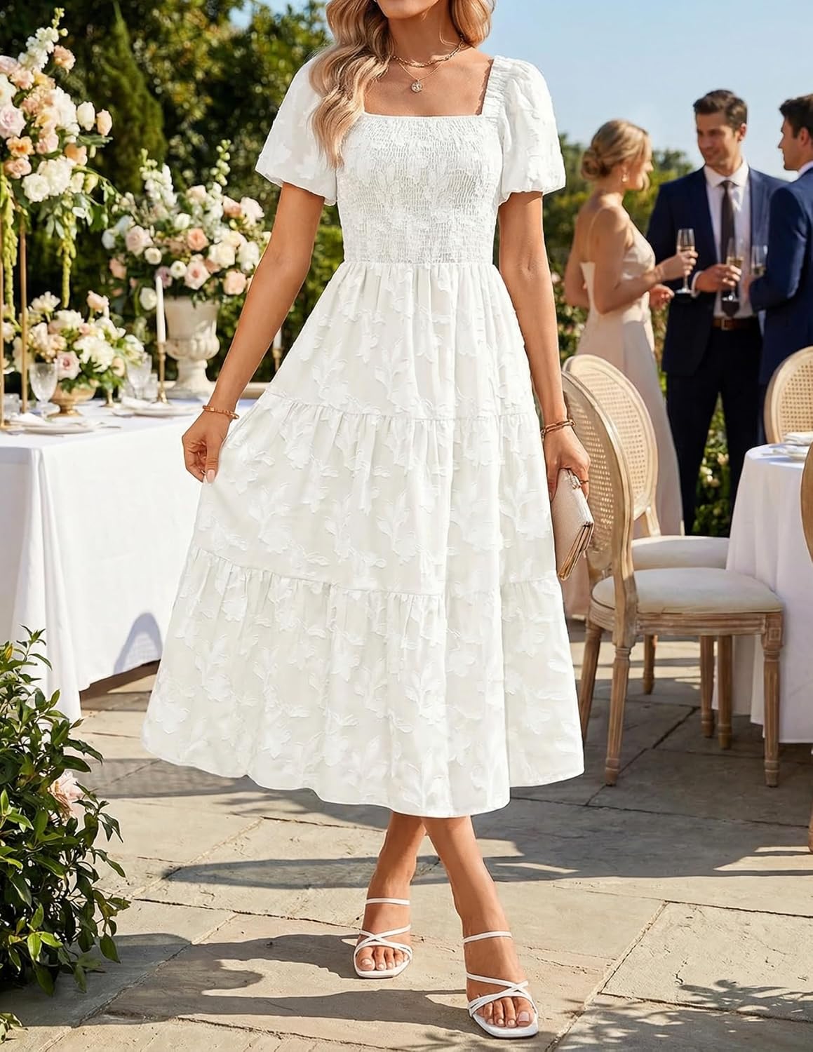 ZESICA Wedding Guest Dresses for Women Summer 2026 Boho Floral Midi Dress Flowy Beach Vacation Graduation Long Dresses