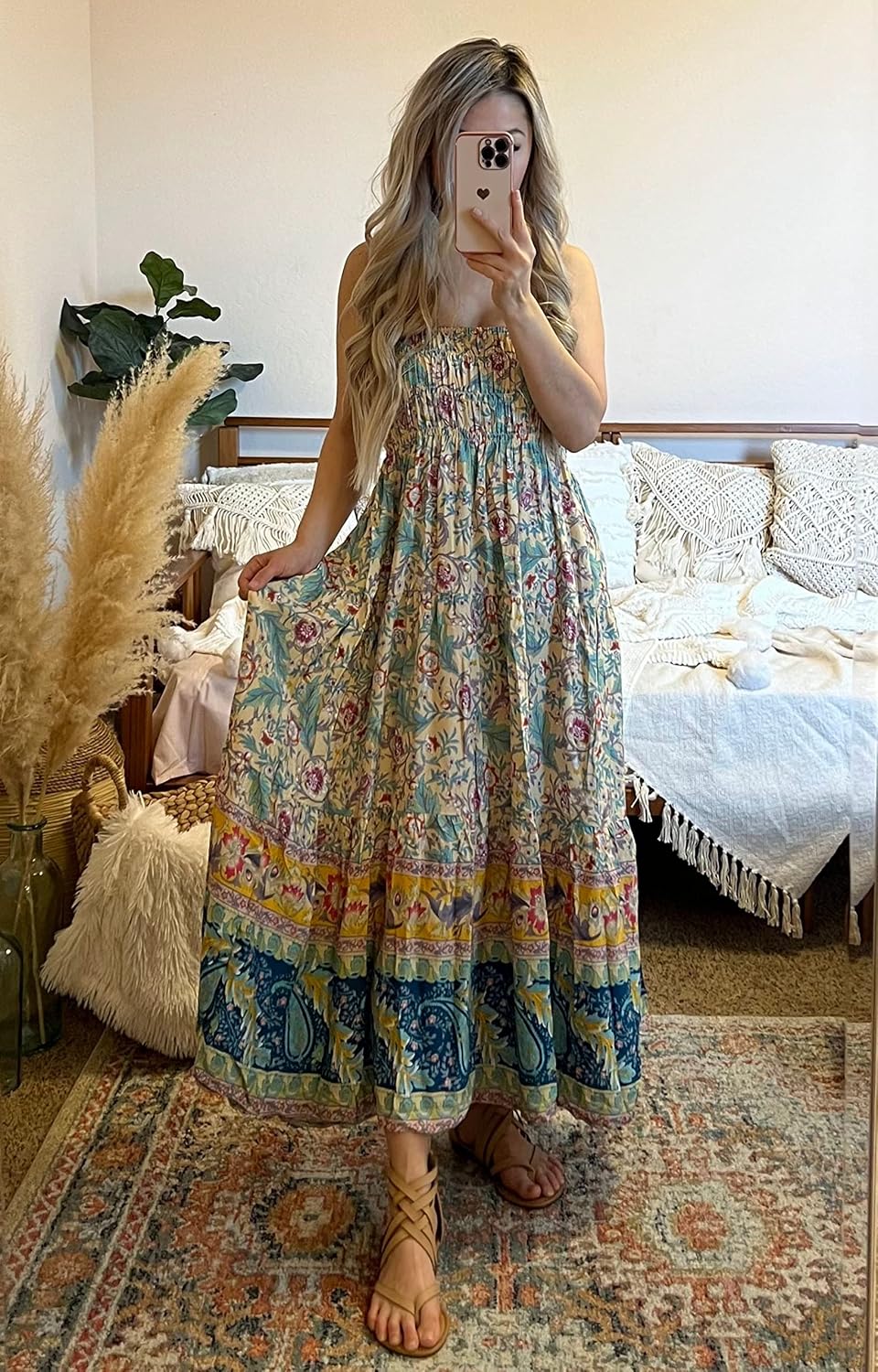 CFLONGE Summer Maxi Skirts for Women 2026 Fashion Boho Long Skirt Trendy Floral High Waist A Line Beach Skirt Vacation Outfit