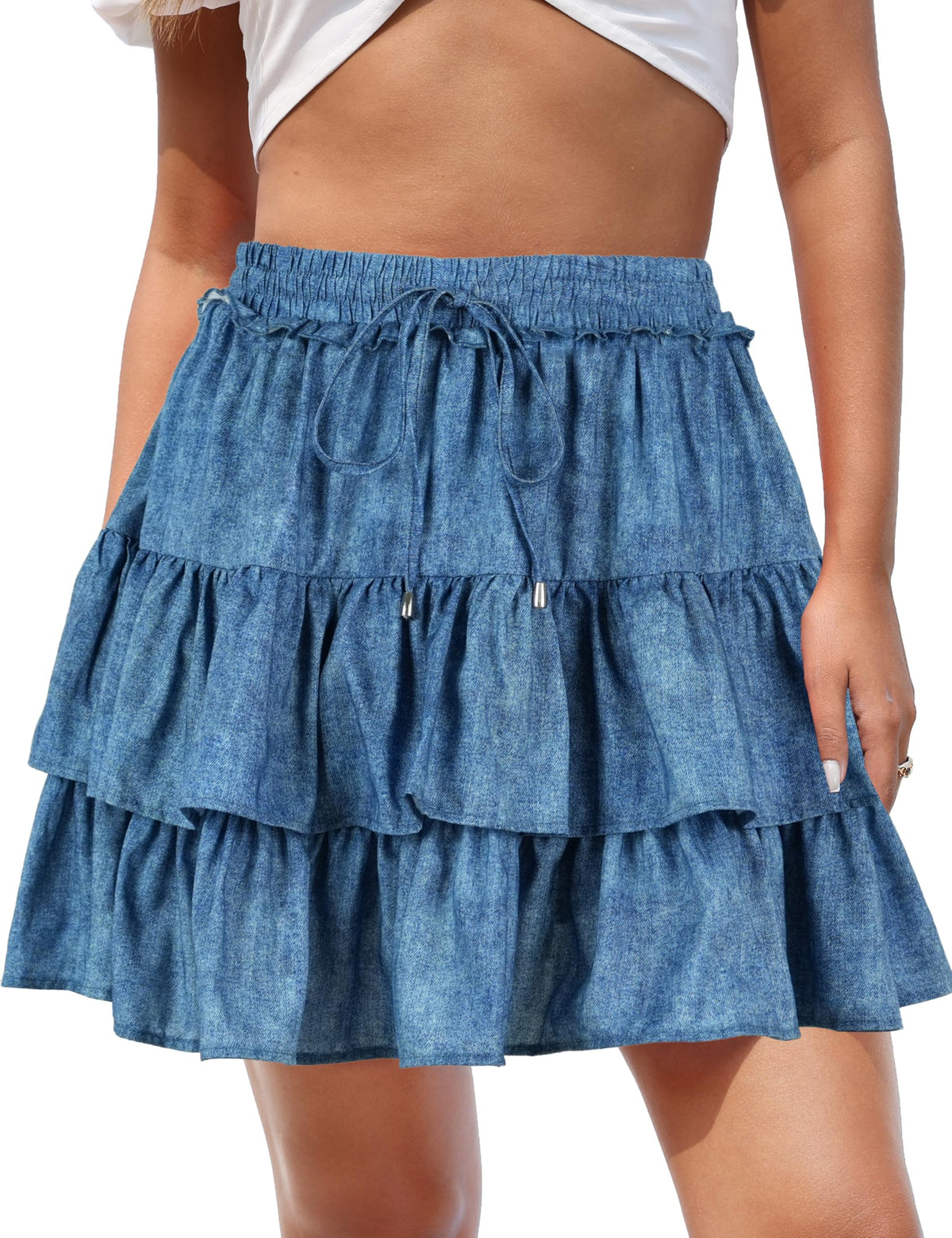 Hanpceirs Mini Skirts for Women Boho Ruffled Athletic Tennis Skorts Casual High Waist A-Line Short Skirt