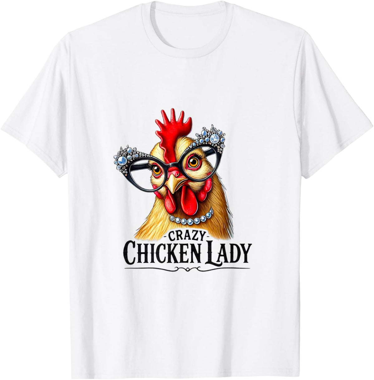Funny Crazy Chicken Lady Wearing Glasses