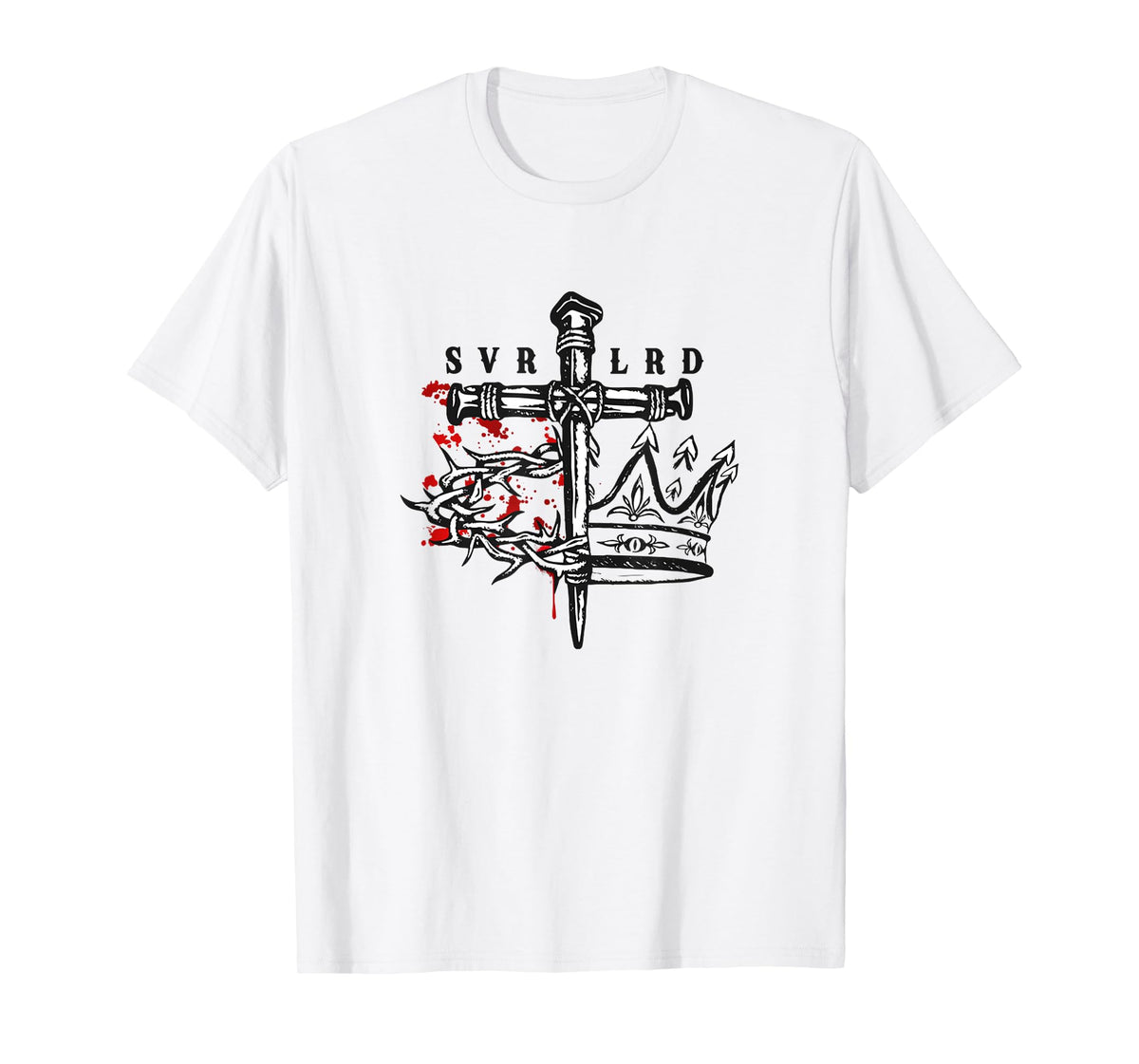 Jesus is Lord Savior Crown and Thorns Christian Cross T-Shirt