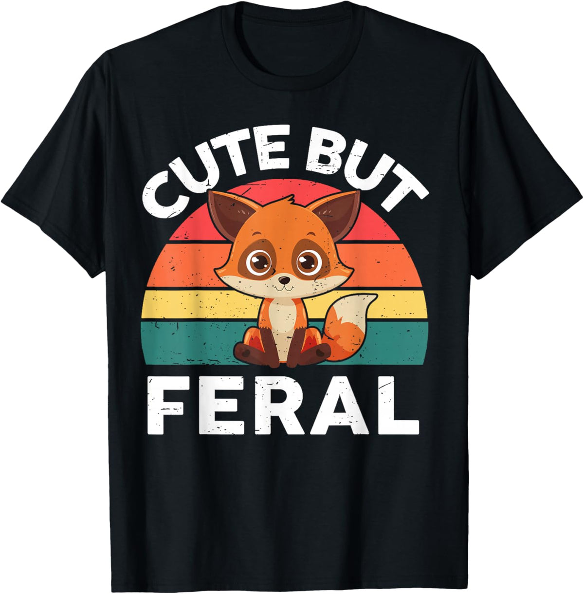 Retro Cute But Feral Funny Fox-Shirt Toddler Boy Girl Kids