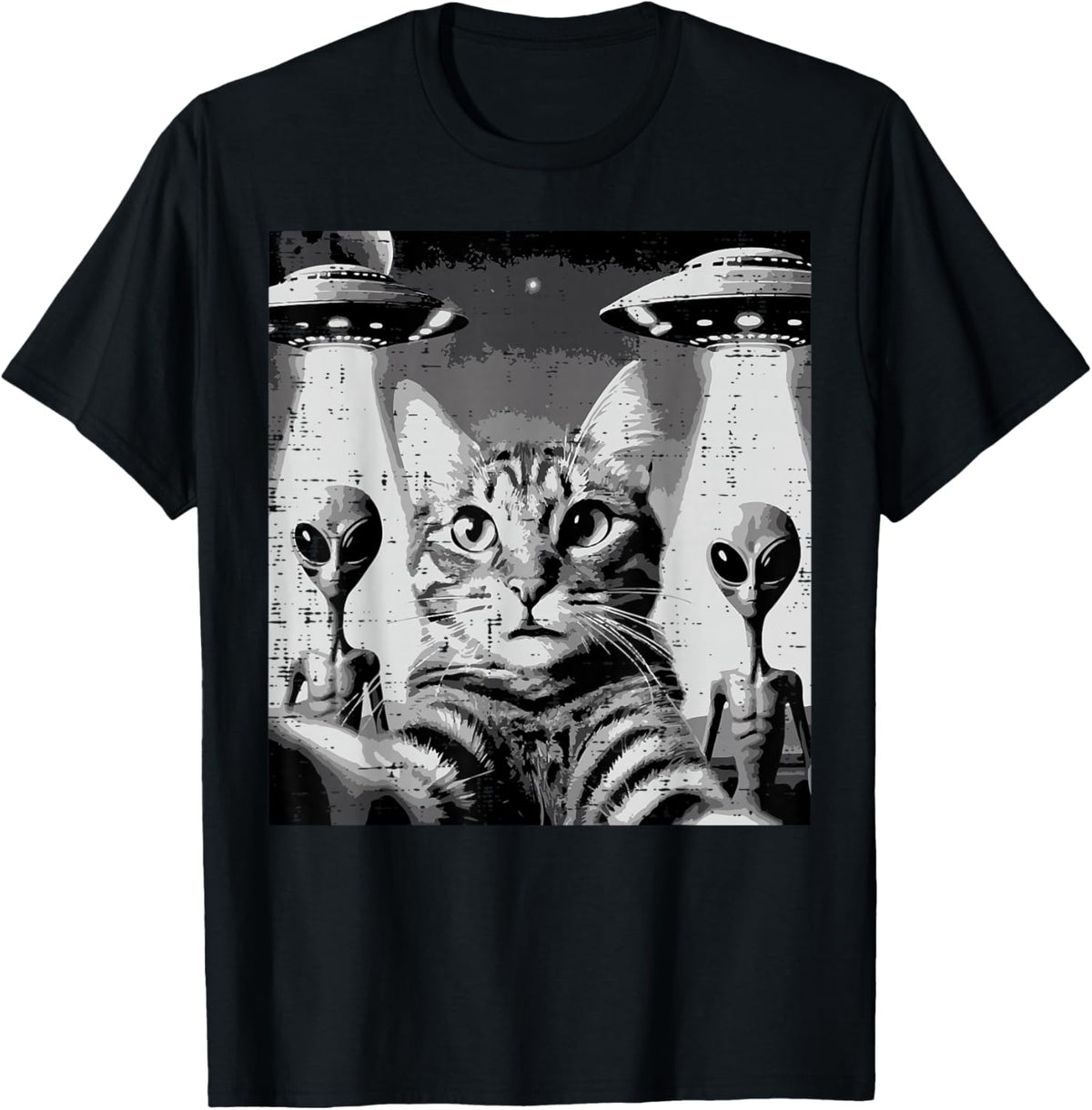 Cat Selfie With Aliens UFO Funny Encounter Men Women Kids