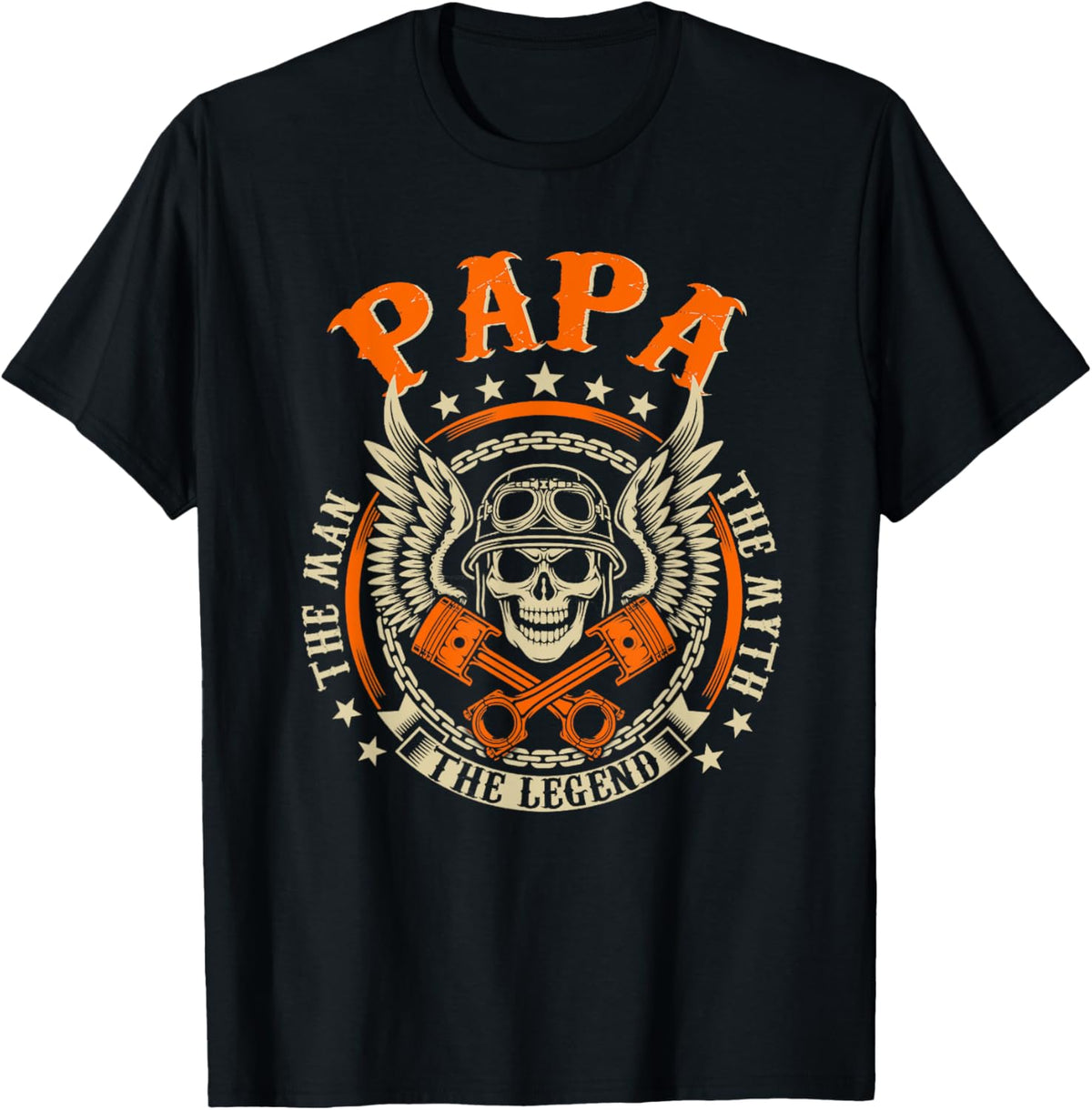 Vintage Biker Papa Motorcycles Biker For Fathers Day Mens T-Shirt