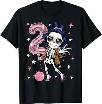 Skeleton Funny Halloween 2nd Birthday Girl T-Shirt