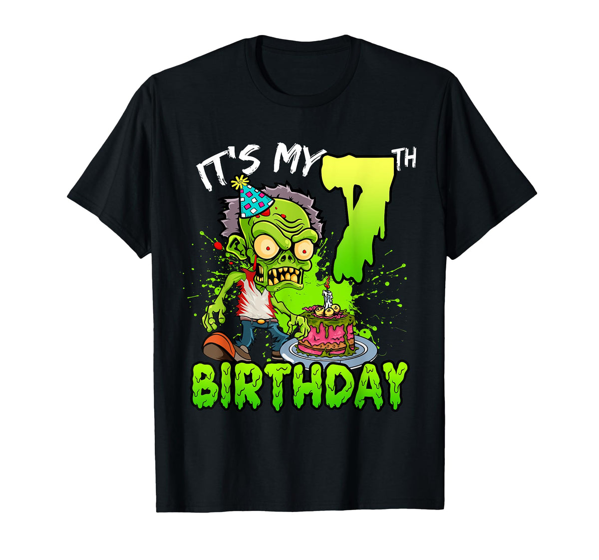 It's My 7th Birthday Zombie Lover 7 Year Old Boys Girls T-Shirt