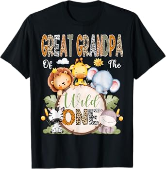 Great Grandpa Of The Wild One 1St Birthday Boy Safari Jungle T-Shirt